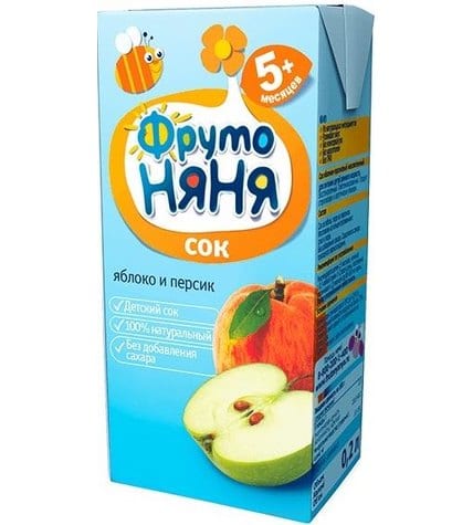 Сок ФрутоНяня из яблок и персиков неосветленный с 5 месяцев