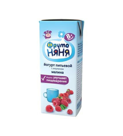 Йогурт питьевой ФрутоНяня с инулином малина 2,5% с 8 месяцев