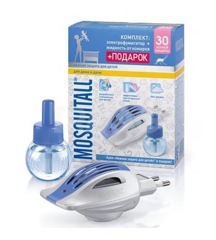 Комплект Mosquitall Нежная защита для детей фумигатор + жидкость + крем