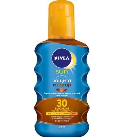 Масло-спрей Nivea Sun для загара Защита и загар SPF30