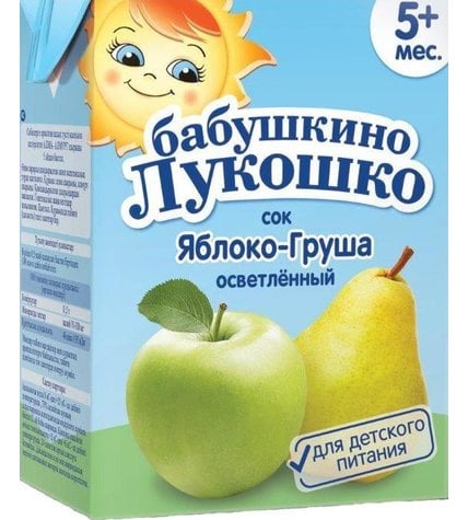 Сок Бабушкино Лукошко осветленный яблоко-груша с 5 месяцев