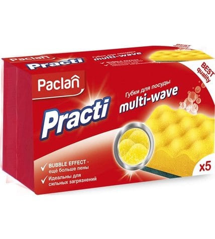 Губки Paclan Practi multi-wave для мытья посуды (5 шт)