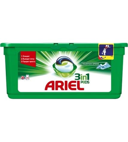 Капсулы для стирки Ariel Pods 3в1 Горный родник для всех видов тканей 30 шт