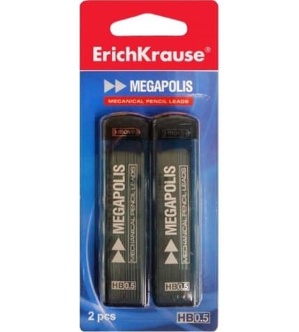 Грифели Erich Krause Megapolis для механических карандашей 0,5 мм HB 20 шт