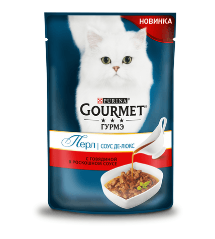 Корм Gourmet Перл для кошек Соус Де-люкс с говядиной в роскошном соусе 85 г