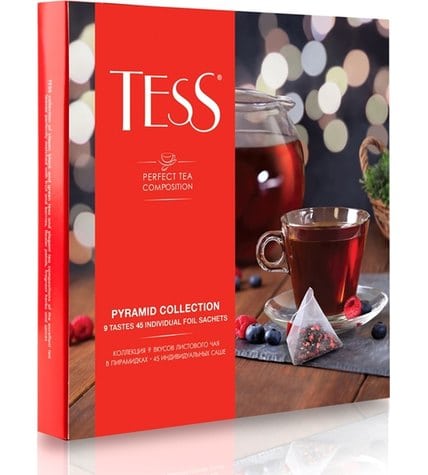 Набор чая Tess Коллекция 9 вкусов листового чая в пирамидках 1,8 г 45 шт