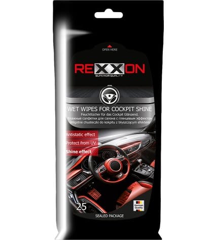 Влажные салфетки Rexxon для пластика 25 шт