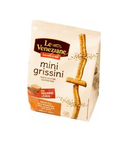 Хлебные палочки Le Veneziane Mini Grissini с кунжутом и семенами чиа 250 г