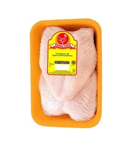 Грудка цыпленка-бройлера Ясные Зори с кожей замороженная ~900 г