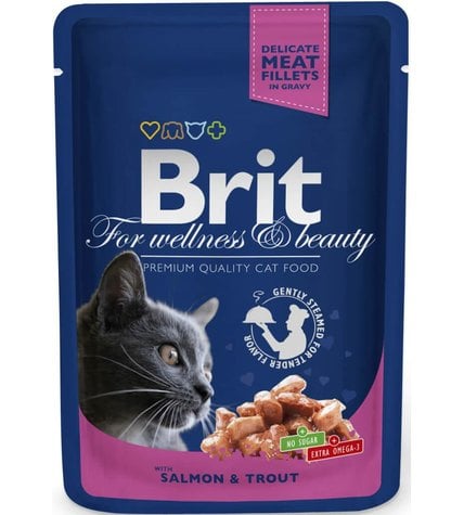 Корм Brit premium Pouches для кошек с лососем и форелью