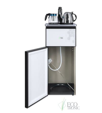 Кулер с чайным столиком Тиабар Ecotronic TB1-LE silver с нижней загрузкой бутыли купить в Москве