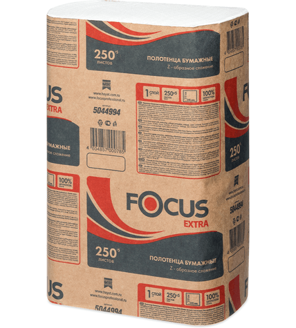 Бумажные полотенца Focus Extra Z-сложения однослойные 12 пачек по 250 листов купить в Москве