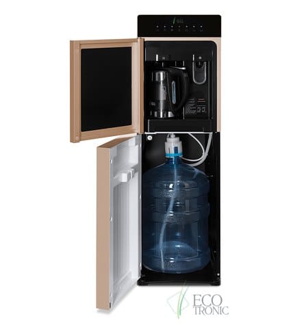 Кулер для воды с чайником Ecotronic M15-LXKEM gold с нижней загрузкой бутыли купить в Москве