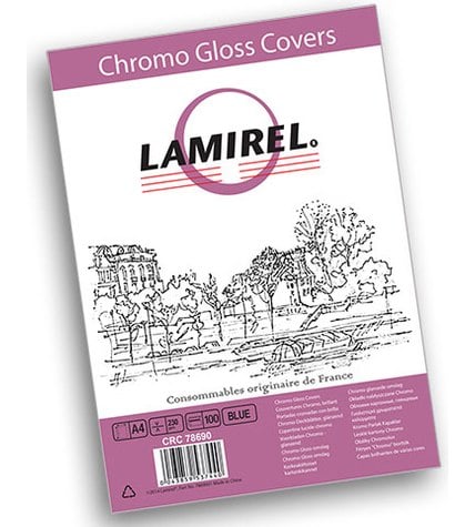 Обложка для переплета Lamirel Chromolux картонная глянцевые синяя A4 230 г/м² 100 шт 