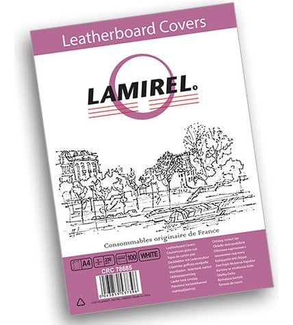Обложка для переплета Lamirel Delta картонная с тиснением под кожу белая A4 230 г/м² 100 шт