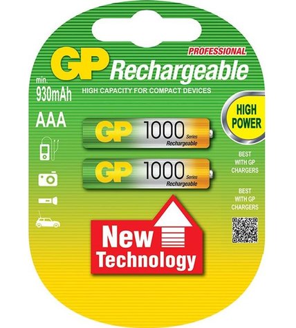 Аккумулятор GP Rechargeable AAA 1000 мАч 2 шт