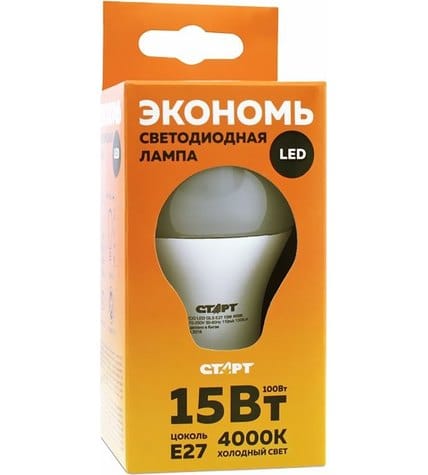 Лампа светодиодная Старт Eco E27 15 Вт шар холодный свет
