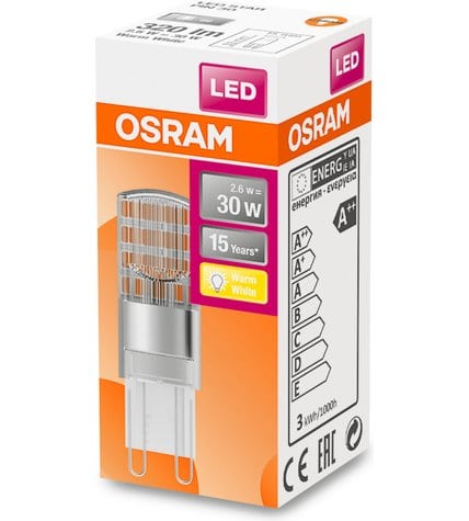 Лампа светодиодная Osram Star PIN 30 2,6W G9 CL теплый белый купить
