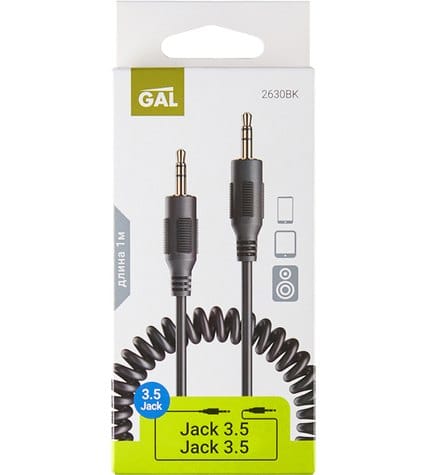 Кабель Gal 2630BK витой 3.5 Jack plug 1 м