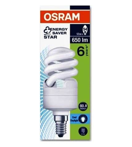 Лампа энергосберегающая Osram Duluxstar Mini Twist Е14 12W спираль холодный свет