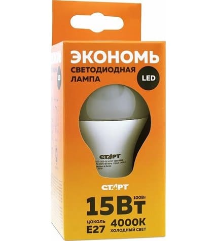 Лампа светодиодная Старт E27 15 Вт груша холодный свет
