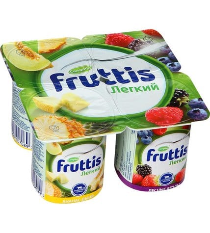 Йогуртный продукт Fruttis легкий ананас дыня лесные ягоды 0,1% 110 г