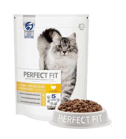 Корм Perfect Fit для кошек с чувствительным пищеварением индейка 2,5 кг