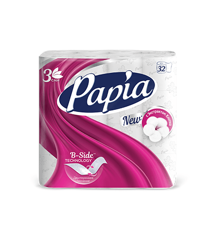 Туалетная бумага Papia белая трехслойная 32 шт