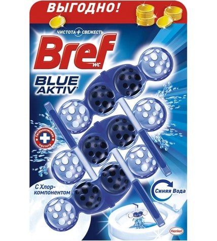 Туалетный блок Bref Color Activ с хлор-компонентом 3 штуки по 50 г