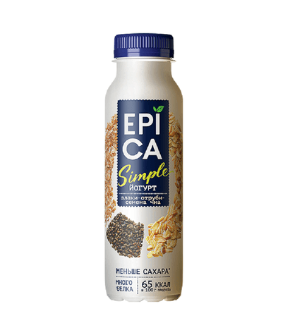 Йогурт питьевой Epica злаки-отруби-чиа 1,2% 290 г бзмж