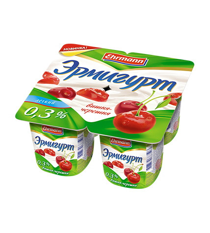 Йогуртный продукт Ehrmann Эрмигурт легкий вишня-черешня 0,3% 100 г