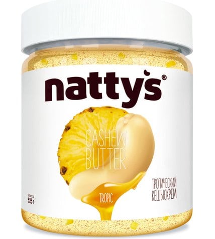 Паста-крем Nattys Кешью с кусочками ананаса и натуральным мёдом 525 г