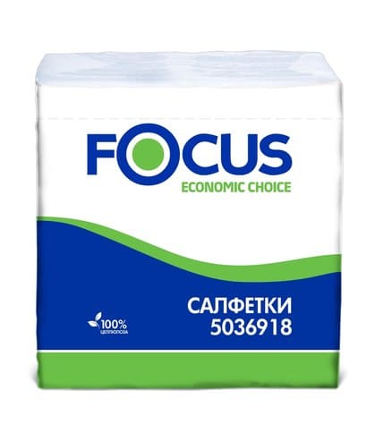 Салфетки Focus Economic бумажные однослойные белые 24 x 24 см 100 шт