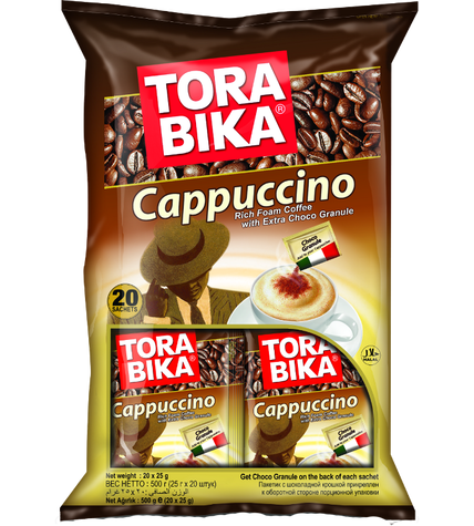 Кофейный напиток Torabika Cappuccino растворимый с пакетиком шоколадной крошки 25 г 20 шт