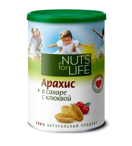 Арахис Nuts for Life в сахаре с клюквой 200 г