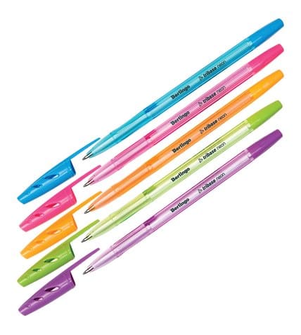 Ручка шариковая Berlingo Tribase Neon синий корпус ассорти 0,7 мм