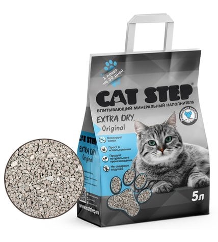 Наполнитель Cat Step Extra Dry Original для кошачьих туалетов впитывающий минеральный 5 л
