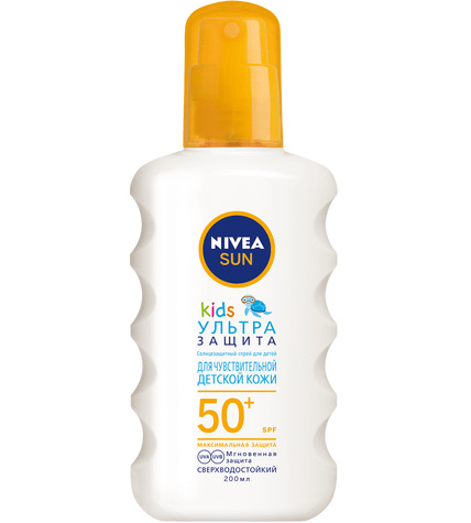 Детский солнцезащитный спрей Nivea Sun Ультразащита для чувствительной кожи SPF 50+ сверхводостойкий 200 мл