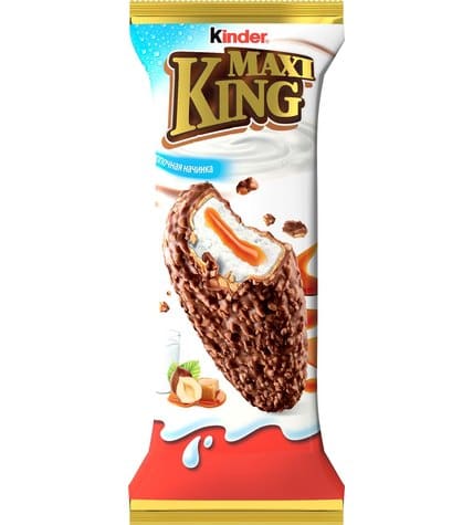 Пирожное Kinder Maxi King покрытое молочным шоколадом и дроблеными лесными орехами с молочно-карамельной начинкой 35г