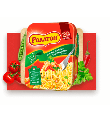 Лапша Роллтон по-домашнему с курицей