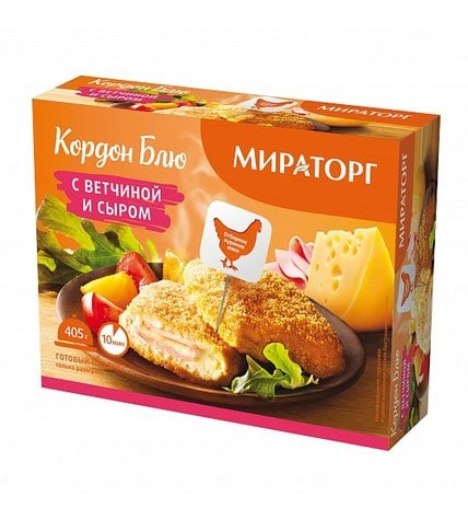 Кордон-блю Мираторг с ветчиной и сыром замороженные