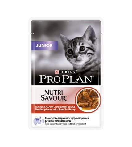 Влажный корм Purina Pro Plan Nutri Savour для котят в возрасте от 6 недель до 1 года с говядиной в соусе 85 г
