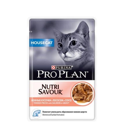 Влажный корм Purina Pro Plan Nutri Savour для кошек живущих дома с лососем в соусе 85 г
