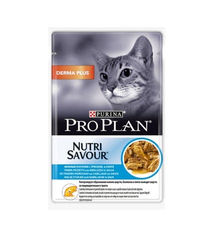 Влажный корм Purina Pro Plan Nutri Savour для взрослых кошек с чувствительной кожей с треской в соусе 85 г