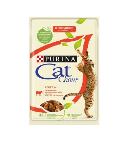 Влажный корм Purina Cat Chow для взрослых кошек с говядиной и баклажанами 85 г