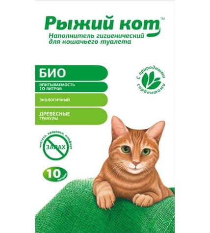 Наполнитель Рыжий кот Био для кошачьего туалета гигиенический древесный