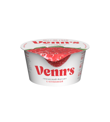 Йогурт Venn's Греческий с клубникой обезжиренный 0,1% 130 г