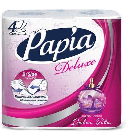 Туалетная бумага Papia Dolce Vita 4 слоя 8 рулонов