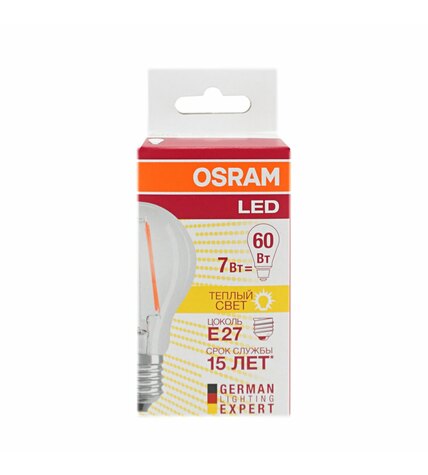 Светодиодная лампа Osram LED FIL 7W E27 теплый груша