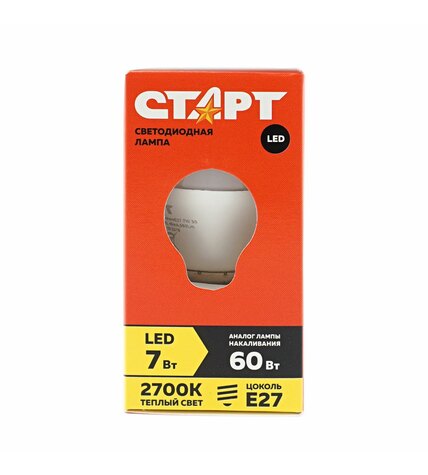 Светодиодная лампа Старт LED 7W E27 теплый шар